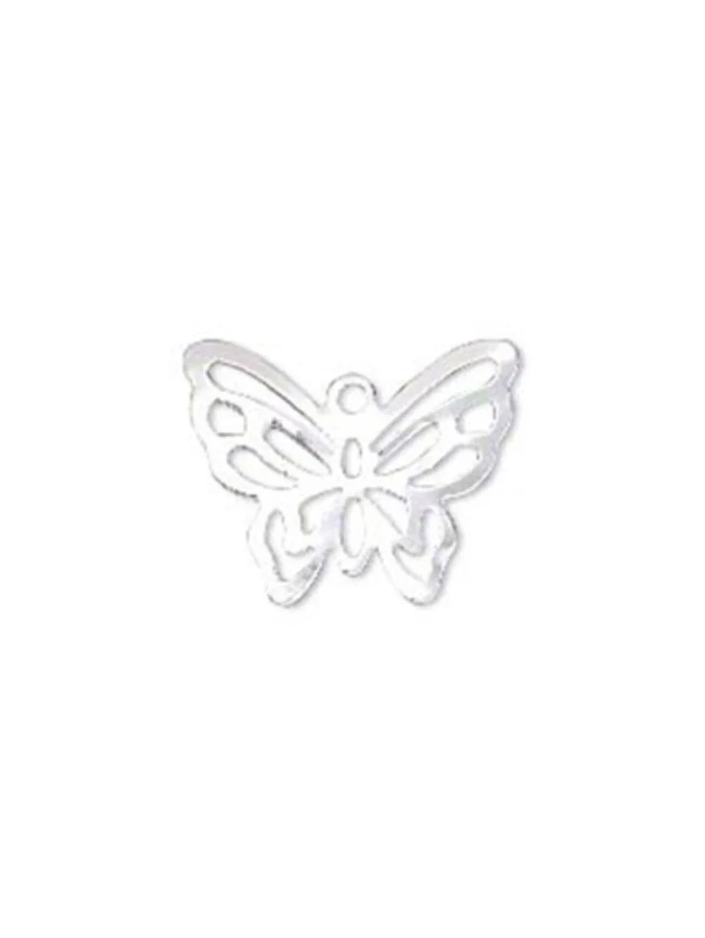 Filigree Butterfly Sterling Silver Plated Brass Flat Charms 10 pcs